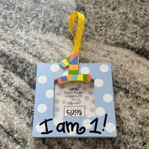 Coton Colors Light Blue Polka Dot "I am 1" Ornament Frame